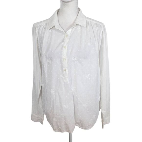 Gap White Cotton Blouse with Swiss Dot and Floral Pattern Size Small - Picture 1 of 9